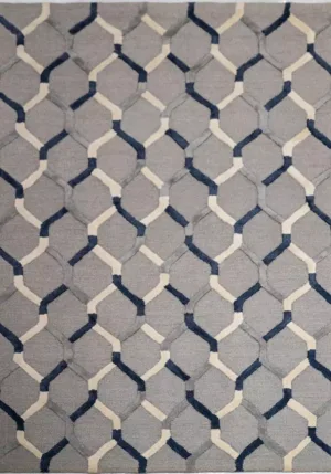 Modern Geomatric Hand Tufted Dusty Grey Rug - T-014-0001
