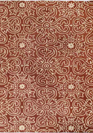 Modern Geomatric Hand Tufted Clay Brown Rug - T-050-0001
