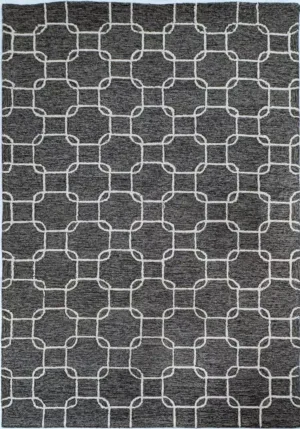 Modern Geomatric Hand Tufted Charcoal Grey Rug - T-056-0001