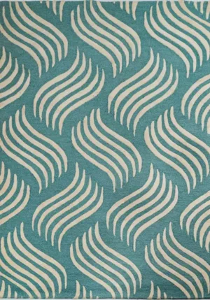 Modern Geomatric Hand Tufted Dusty Teal Rug - T-057-0001