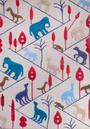 Modern Jungle Hand Tufted Grey Rug - T-076-0001
